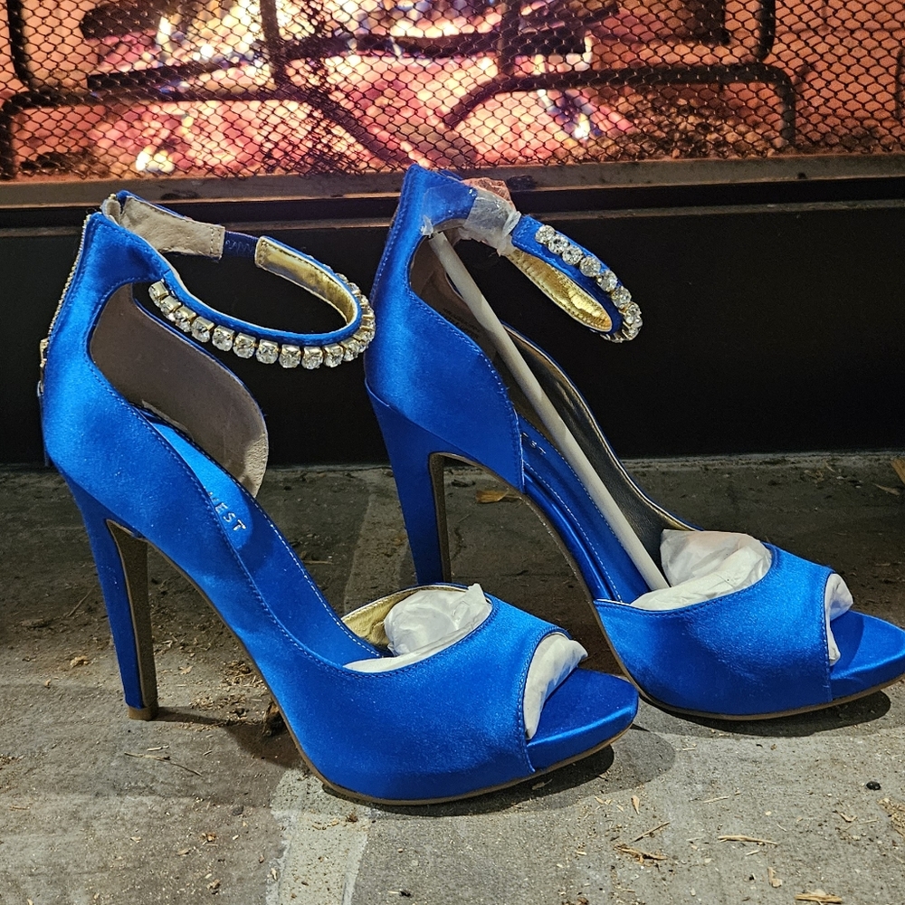 Blue satin strppy heels